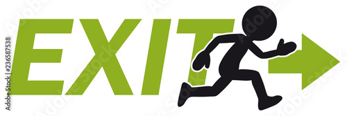 Fast Running Cartoon Charakter with "Exit" Lettering