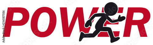 Fast Running Cartoon Charakter with "Power" Lettering