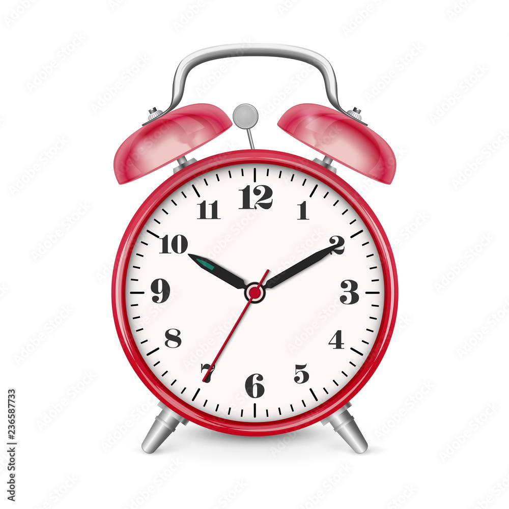 Classic Alarm Clock Vector Icon with Red Surface. Classic Alarm Clock Vector Icon with Red Surface.