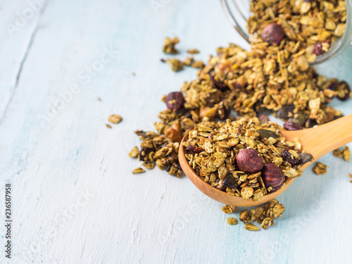 Matcha green tea granola with nuts and seeds