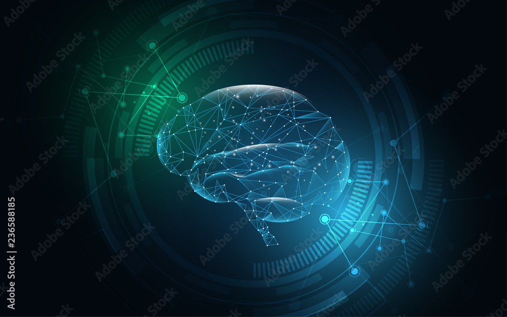 Brain human graphic digital wire dot and line vector illustration Brain human graphic digital wire dot and line vector illustration