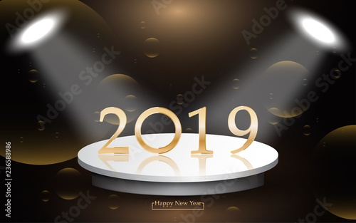 2019 Happy new year with stage showroom