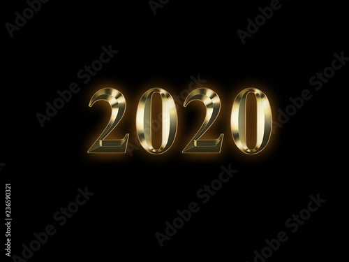 Luxury golden 2020 new year on black background. Happy new year 2020.