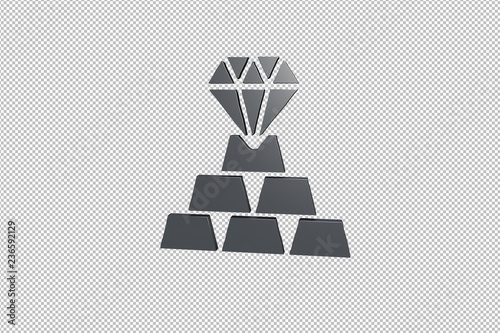 3D illustration of Reserve, grey color with transparent background.