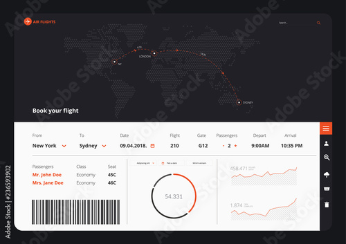 Air Travel Plane Application Infographics Vector Illustration
