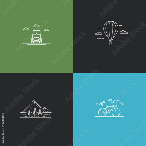 Nature Icons Line Art Vector Illustration