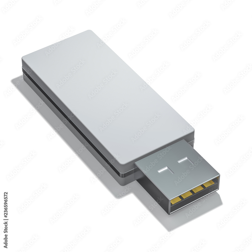 USB Thumb Drive Isolated on a White Background. 3D USB Thumb Drive Isolated on a White Background. 3D