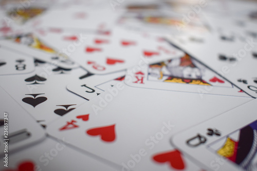Deck of cards, partially out of focus