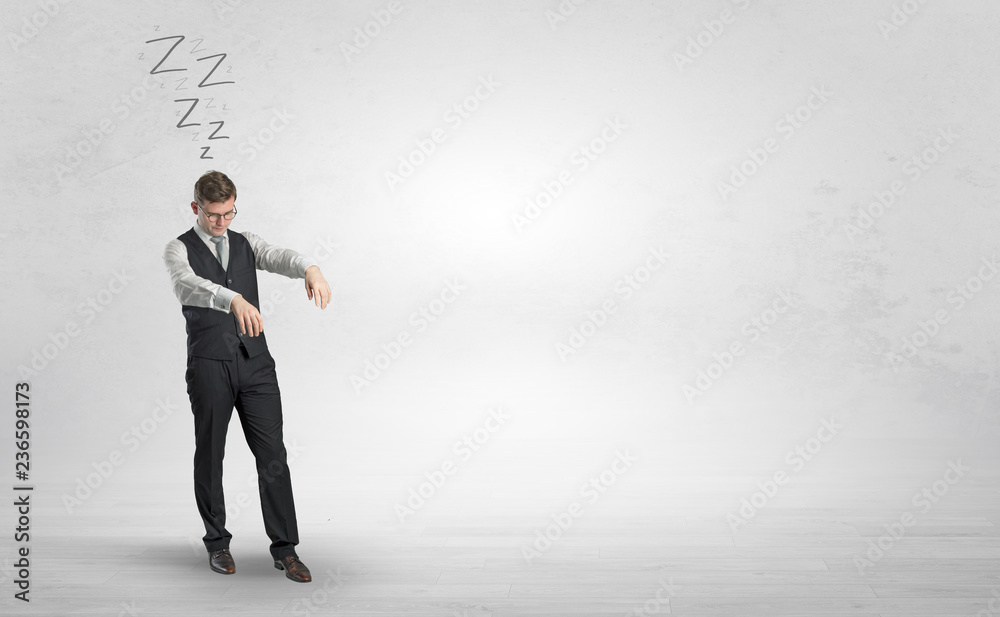Tired businessman with sleeping sickness going somewhere
Tired businessman with sleeping sickness going somewhere