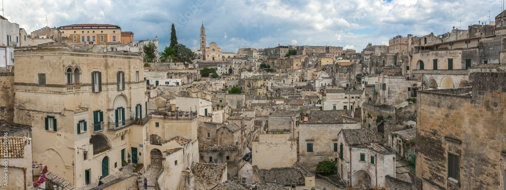 View of the Matera old city, big size panorama of Matera