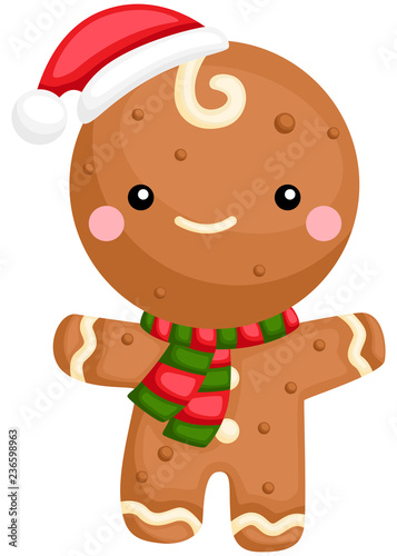 a vector of a cute and adorable gingerbread man