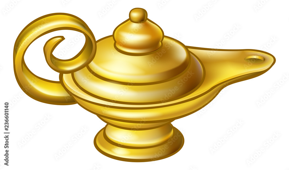 vídeo Fructífero Sensible A genie style gold magic lamp like in the story or pantomime of Aladdin  vector de Stock | Adobe Stock