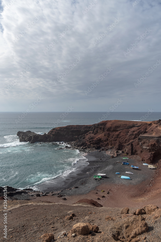 View of the gulf of El Golfo. Lanzarote. Canary Islands. Spain