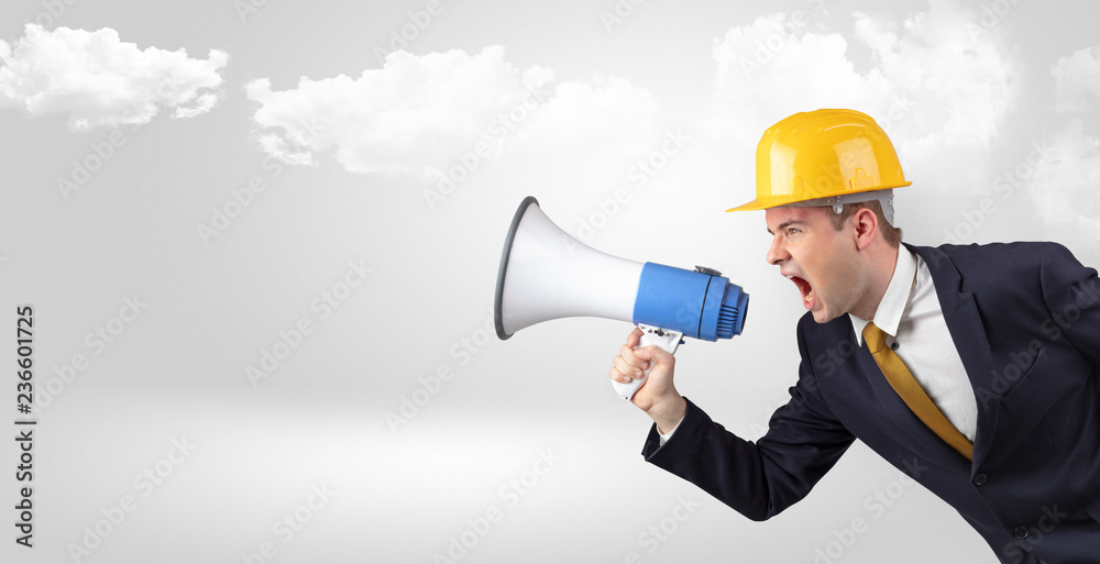 Young supervisor architect yelling to far big city panorama
Young supervisor architect yelling to far big city panorama