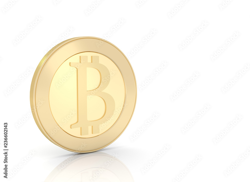 Isolated bitcoin standing on plexiglass Isolated bitcoin standing on plexiglass