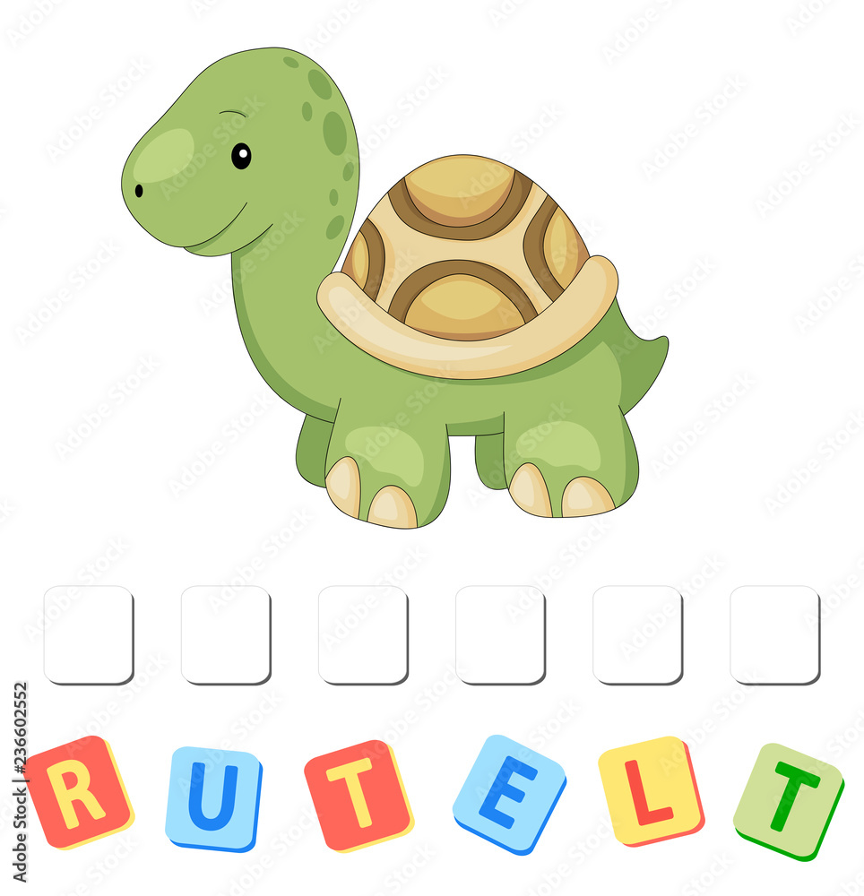 Obraz premium Cartoon turtle crossword