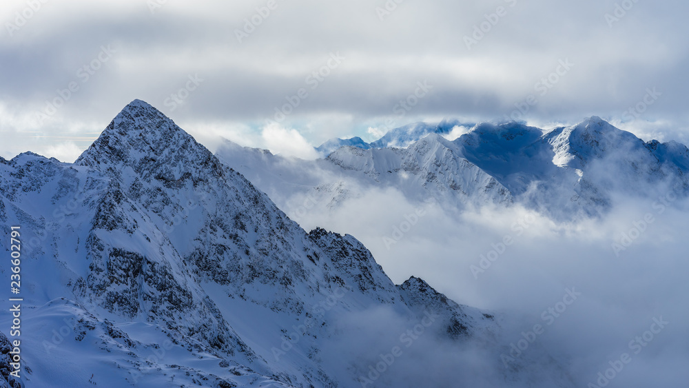 winter in the alps in tirol, austria, neustift, stubaital