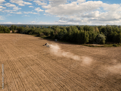 Aerial photo harvest field. Agriculture field. Harvesting season concept © smspsy