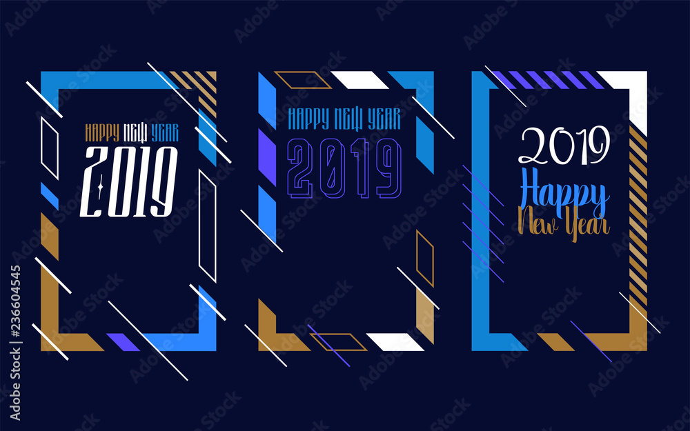Fototapeta premium Modern trend in the graph. vector illustration. New Year 2019. Colorful dynamic hipster graphics