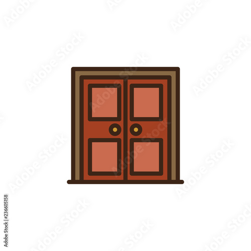 Architectural door filled outline icon, line vector sign, linear colorful pictogram isolated on white. Double door symbol, logo illustration. Pixel perfect vector graphics