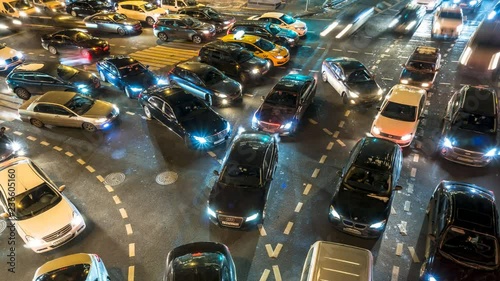 Wallpaper Mural night traffic jam on the crossroad time lapse Torontodigital.ca