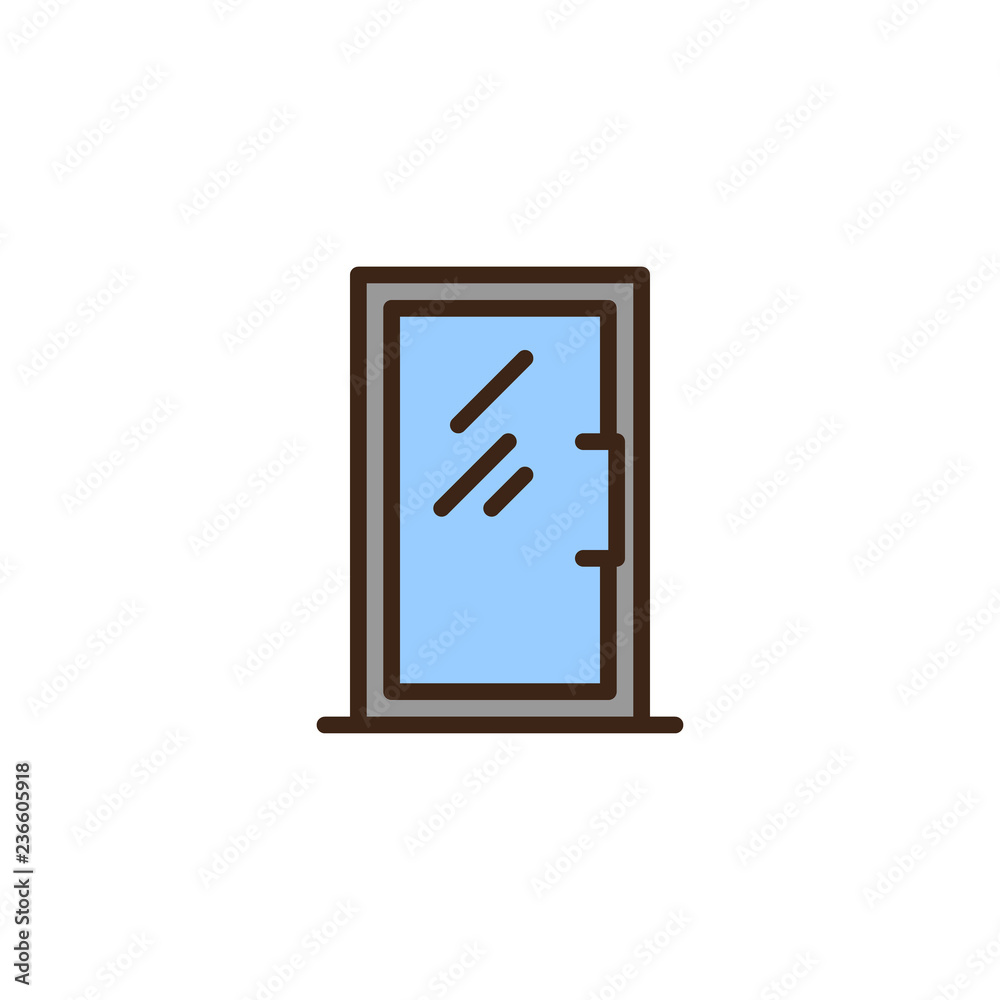 Glass door filled outline icon, line vector sign, linear colorful pictogram isolated on white. Office door symbol, logo illustration. Pixel perfect vector graphics Glass door filled outline icon, line vector sign, linear colorful pictogram isolated on white. Office door symbol, logo illustration. Pixel perfect vector graphics