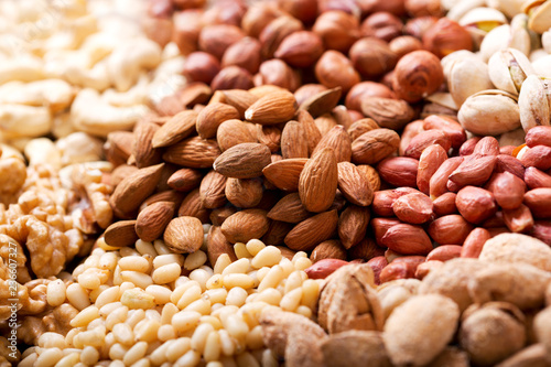 mixed of nuts as background