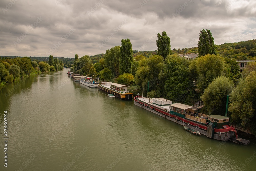 Houseboats on the river Seine