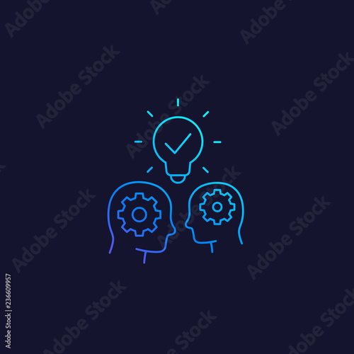 people with ideas, innovators and thinkers vector line icon