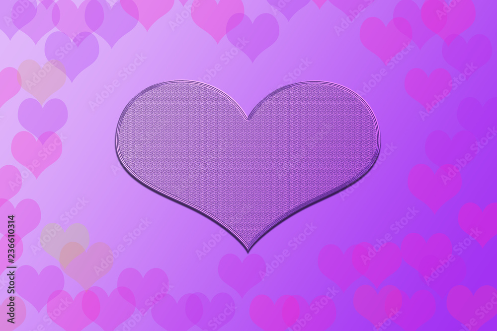 Purple heart background with copy space; love concept