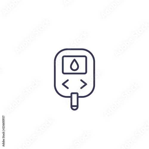 Glucose monitor, glucometer line vector icon