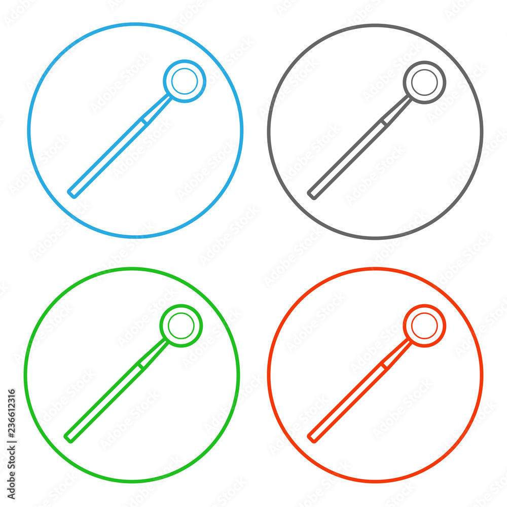 Dental instrument - angled mirror. Icon set. Vector. Dental instrument - angled mirror. Icon set. Vector.