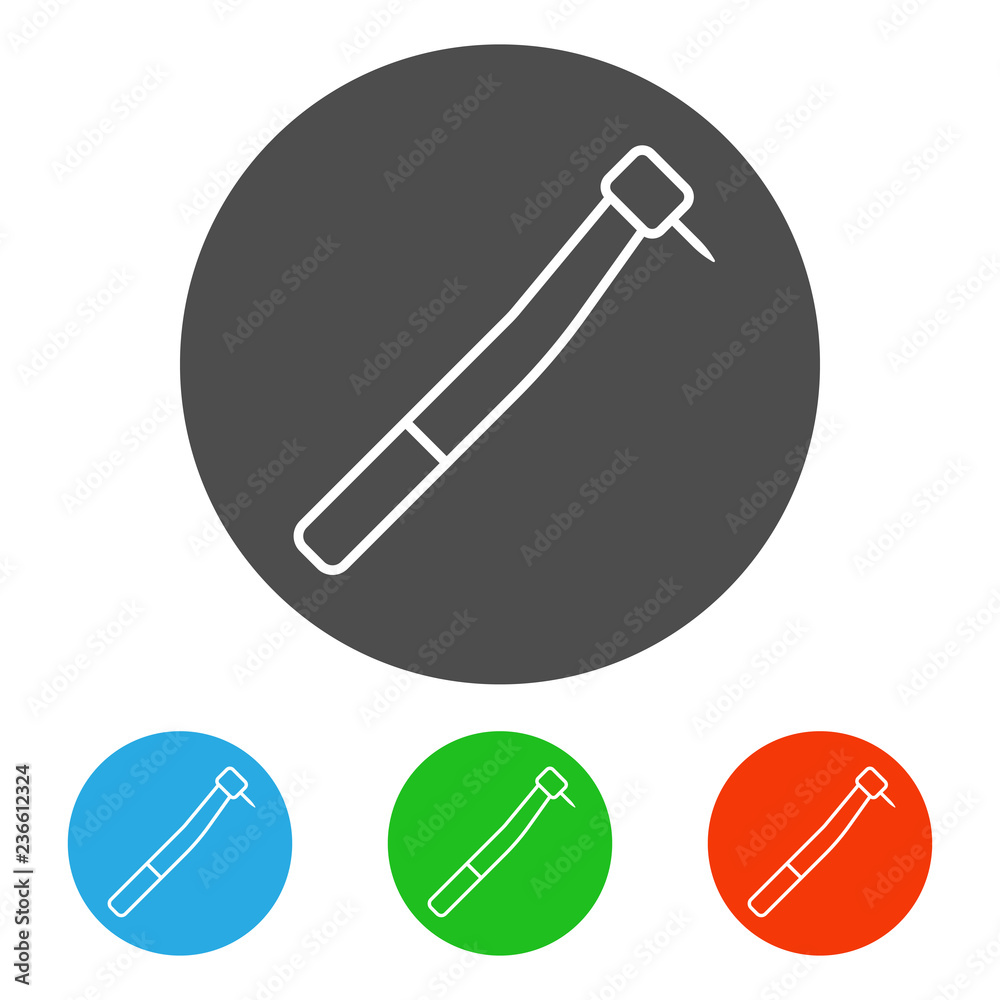 Dental instrument - handpiece. Icon set. Vector.