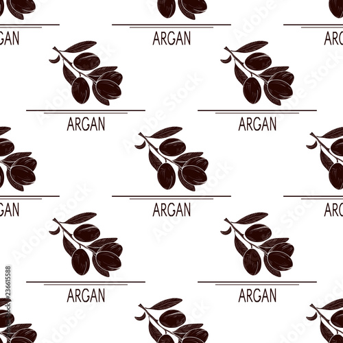 Argan. Plant.  Background, wallpaper, seamless, texture. Silhouette.