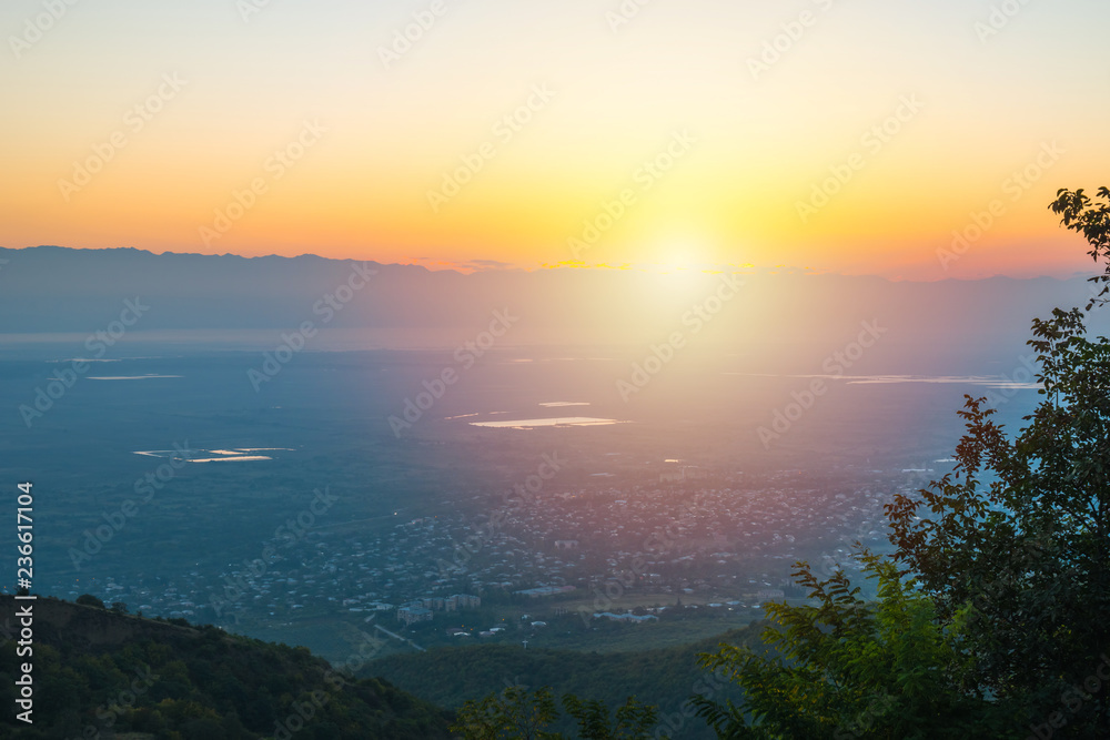Sunrise in Kakheti, view from Sighnaghi. Georgia Sunrise in Kakheti, view from Sighnaghi. Georgia