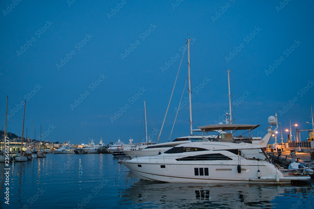 CANNES, FRANCE - AUGUST 19, 2018: yachts in old port