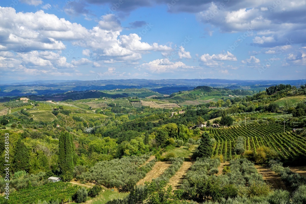 Panoramic view of the Region Tuscany, Italy.