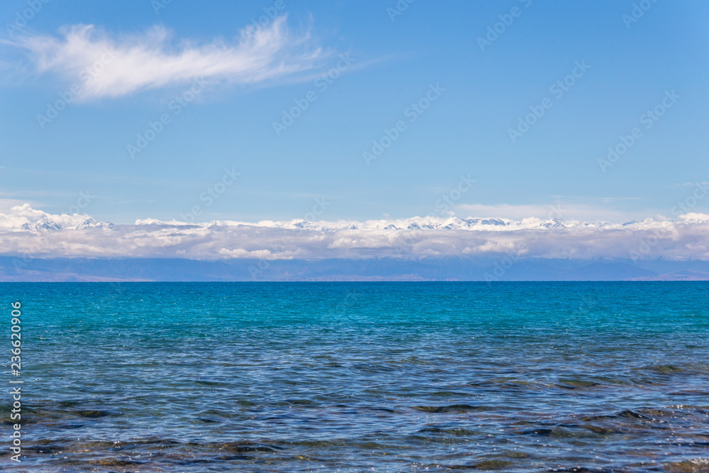 Obraz premium Beautiful landscape, Issyk-Kul lake, Bosteri, Kyrgyzstan