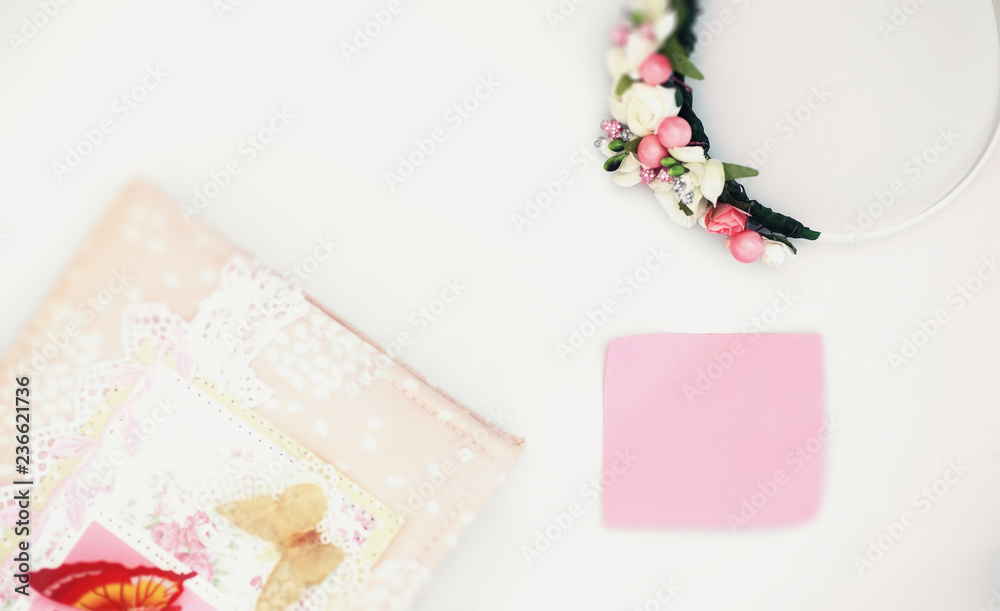 A diary for entries on a white table