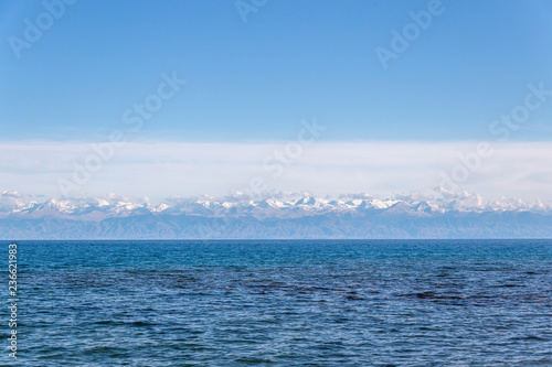 Beautiful landscape  Issyk-Kul lake  Bosteri  Kyrgyzstan