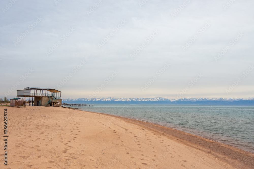 Beautiful landscape, Issyk-Kul lake, Bosteri, Kyrgyzstan