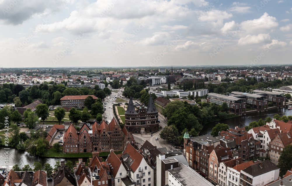 Aerial view of Lübeck from St.Petri church