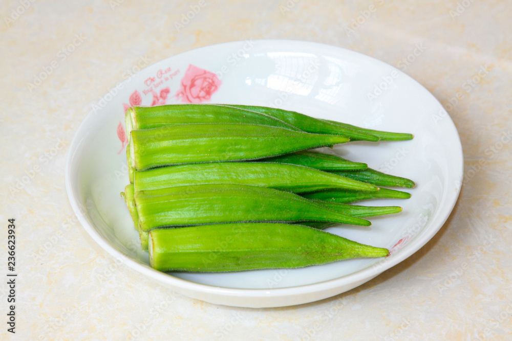 Okra in the dish Okra in the dish