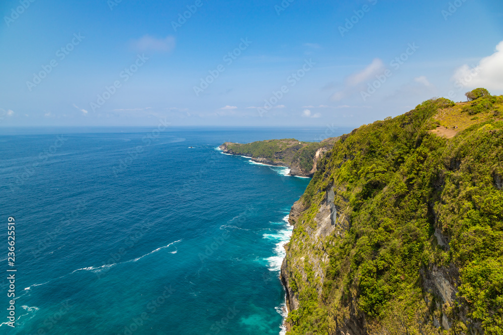 Kelingking beach (Manta bay) is one of the most famous and beautiful spot in Nusa Penida, island near Bali. Indonesia.