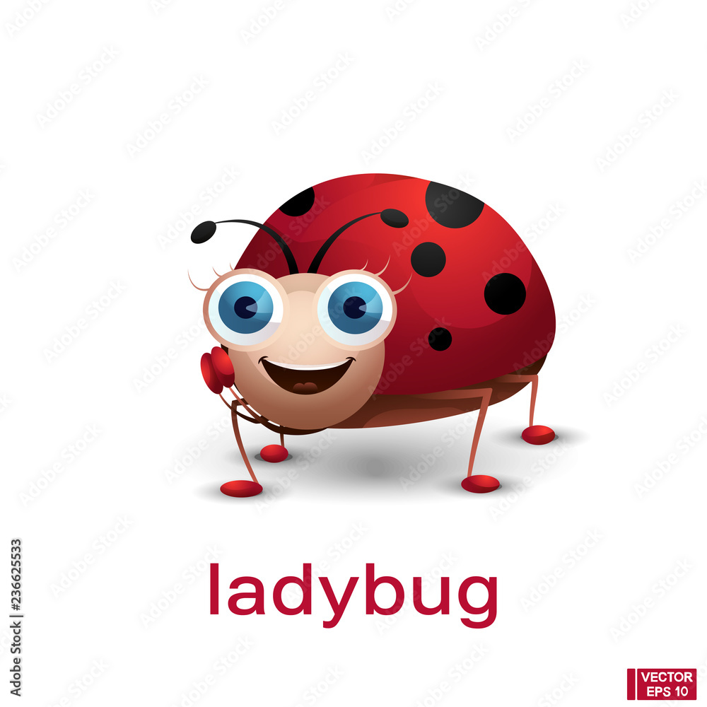Obraz premium Cartoon character ladybug smiling.