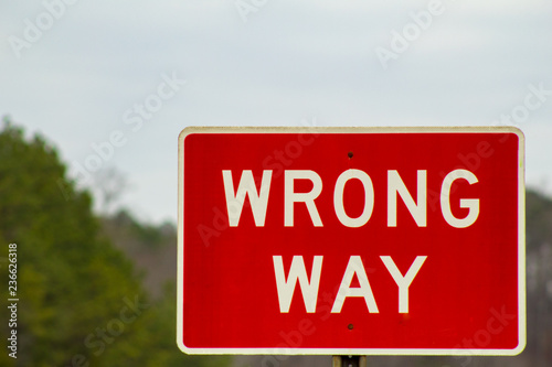 Red Wrong Way Sign