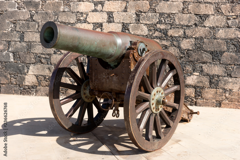Cannon in front of Castle of San Gabriel in Arrecife. Lanzarote Canary Islands Spain Cannon in front of Castle of San Gabriel in Arrecife. Lanzarote Canary Islands Spain