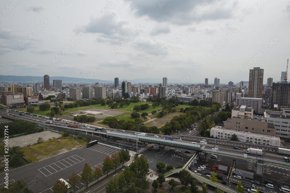 cityscape of the osaka japan