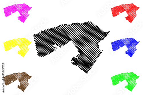 Islamabad (Province of Pakistan, Islamic Republic of Pakistan, Administrative units and Districts of Pakistan) map vector illustration, scribble sketch Islamabad Capital Territory map