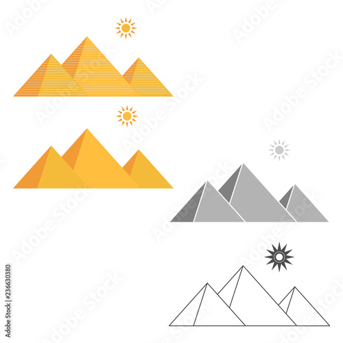 Expression of the Egyptian pyramids of Giza  desert landscape